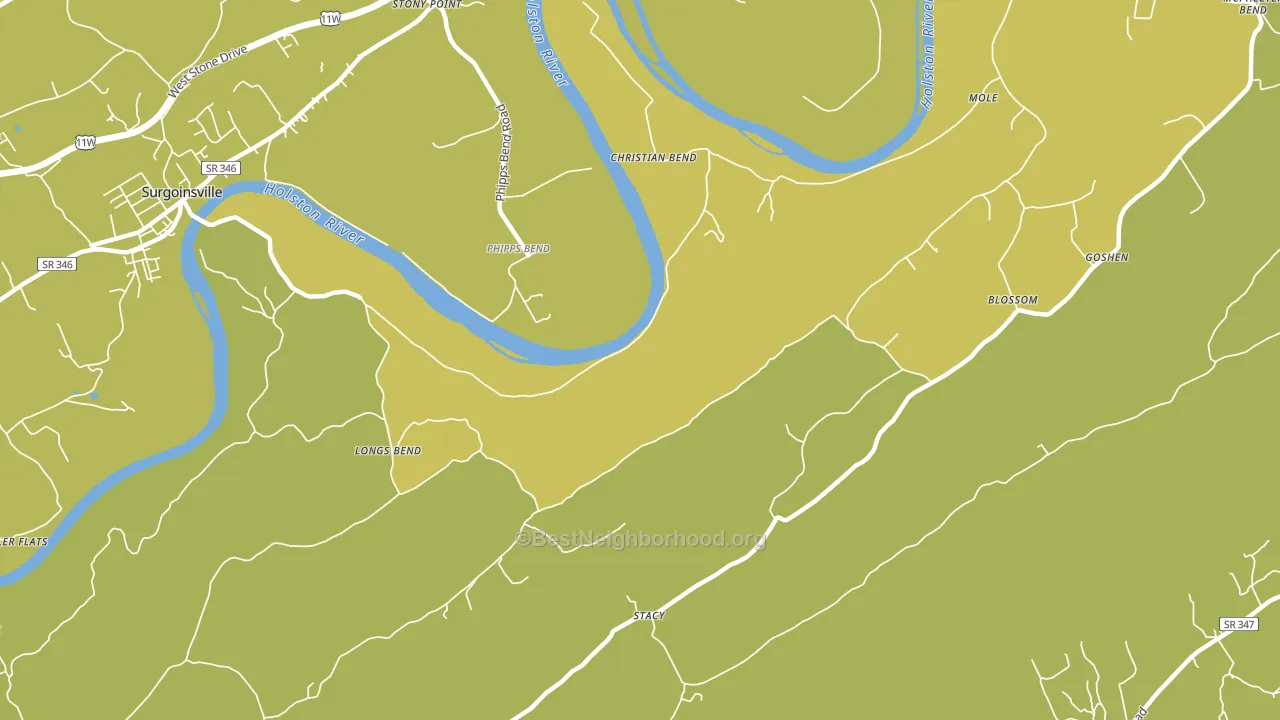Christian Bend, TN block-group voter-turnout map