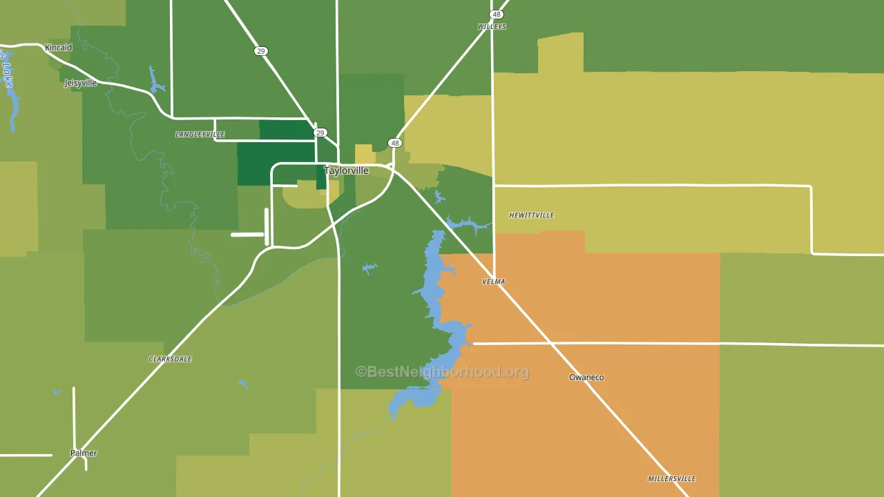 Christian County, IL block-group voter-turnout map