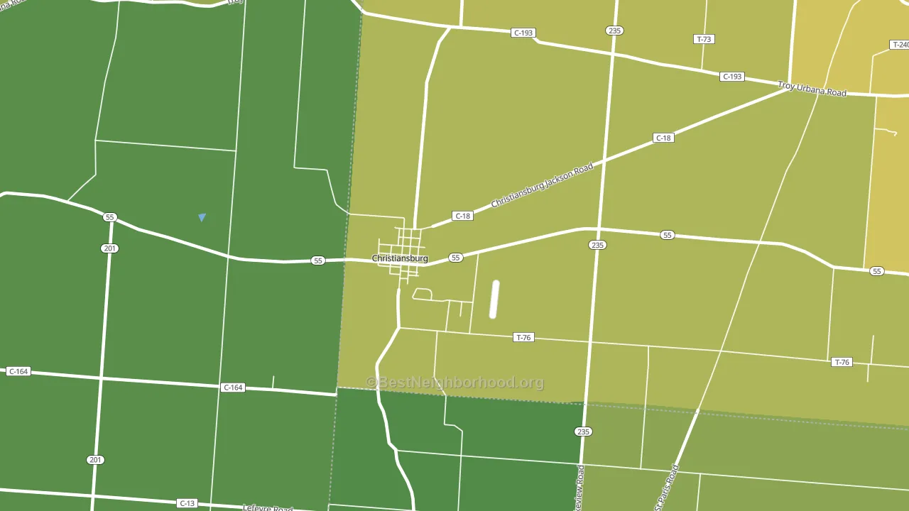 Christiansburg, OH block-group voter-turnout map