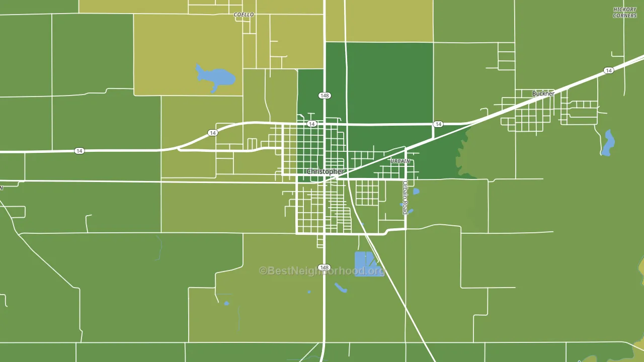 Christopher, IL block-group voter-turnout map