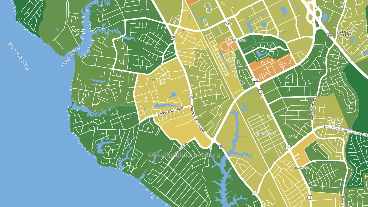 Christopher Newport, Newport News, VA block-group voter-turnout map
