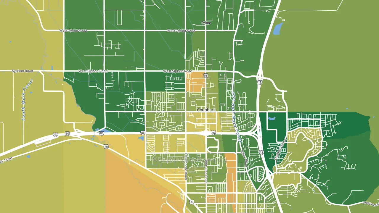 Chubbuck, ID block-group voter-turnout map