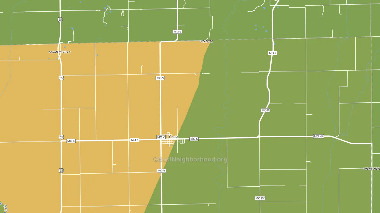 Chula, MO block-group voter-turnout map