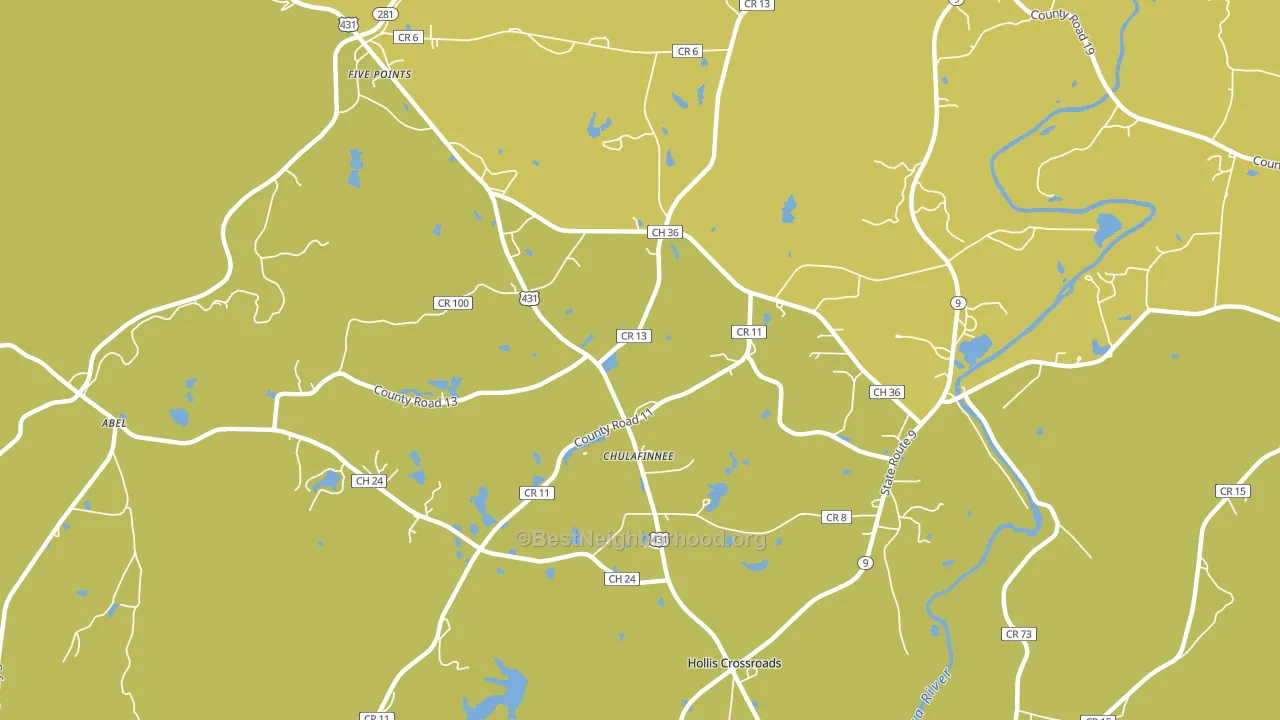 Chulafinnee, AL block-group voter-turnout map