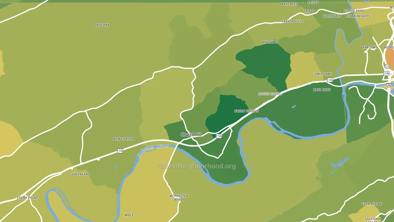 Church Hill, TN block-group voter-turnout map
