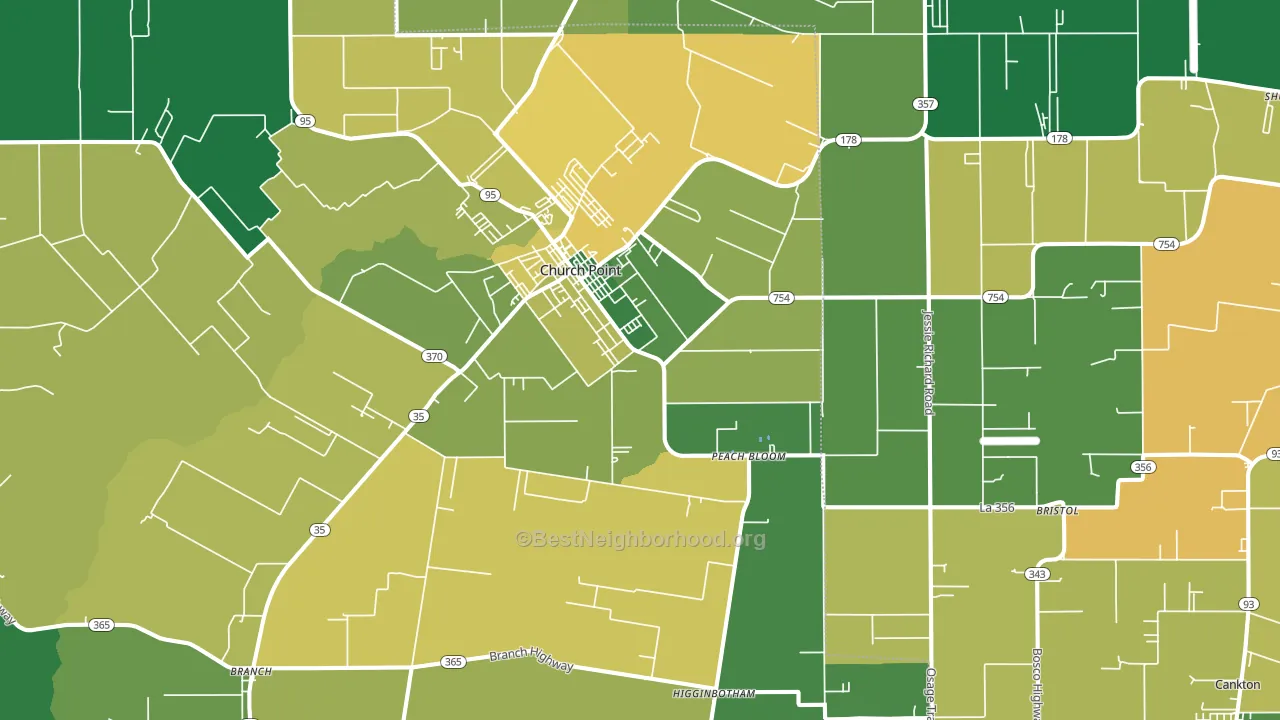 Church Point, LA block-group voter-turnout map