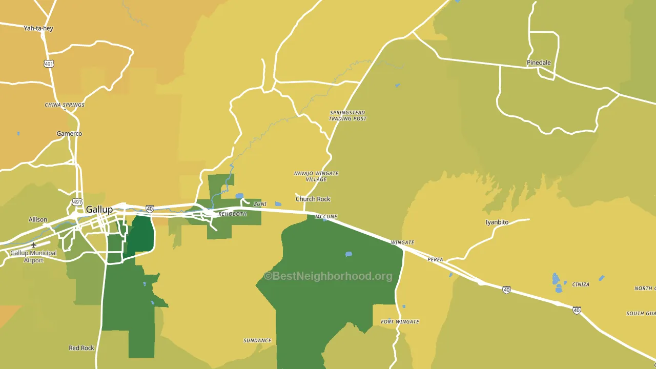 Church Rock, NM block-group voter-turnout map