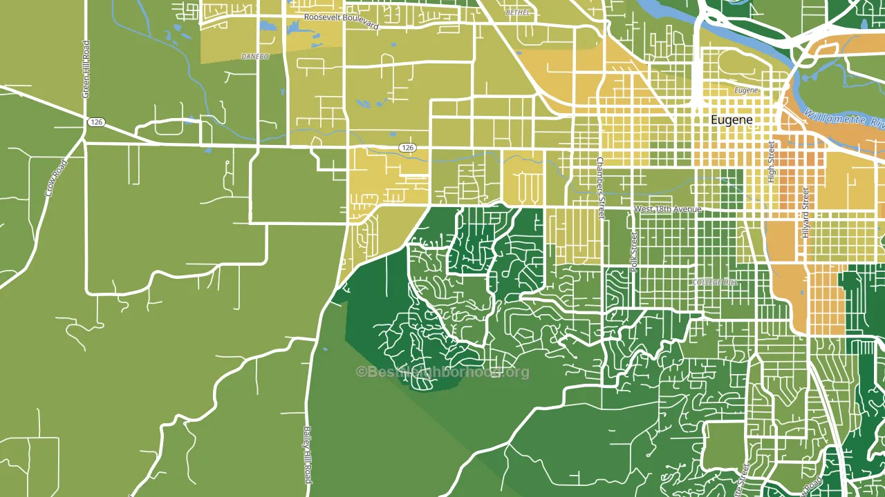 Churchill, Eugene, OR block-group voter-turnout map