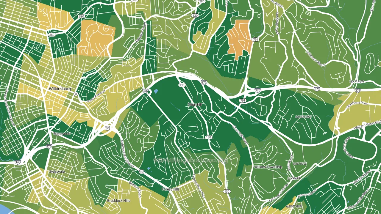 Churchill, PA block-group voter-turnout map