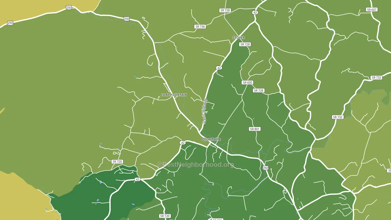Churchville, VA block-group voter-turnout map