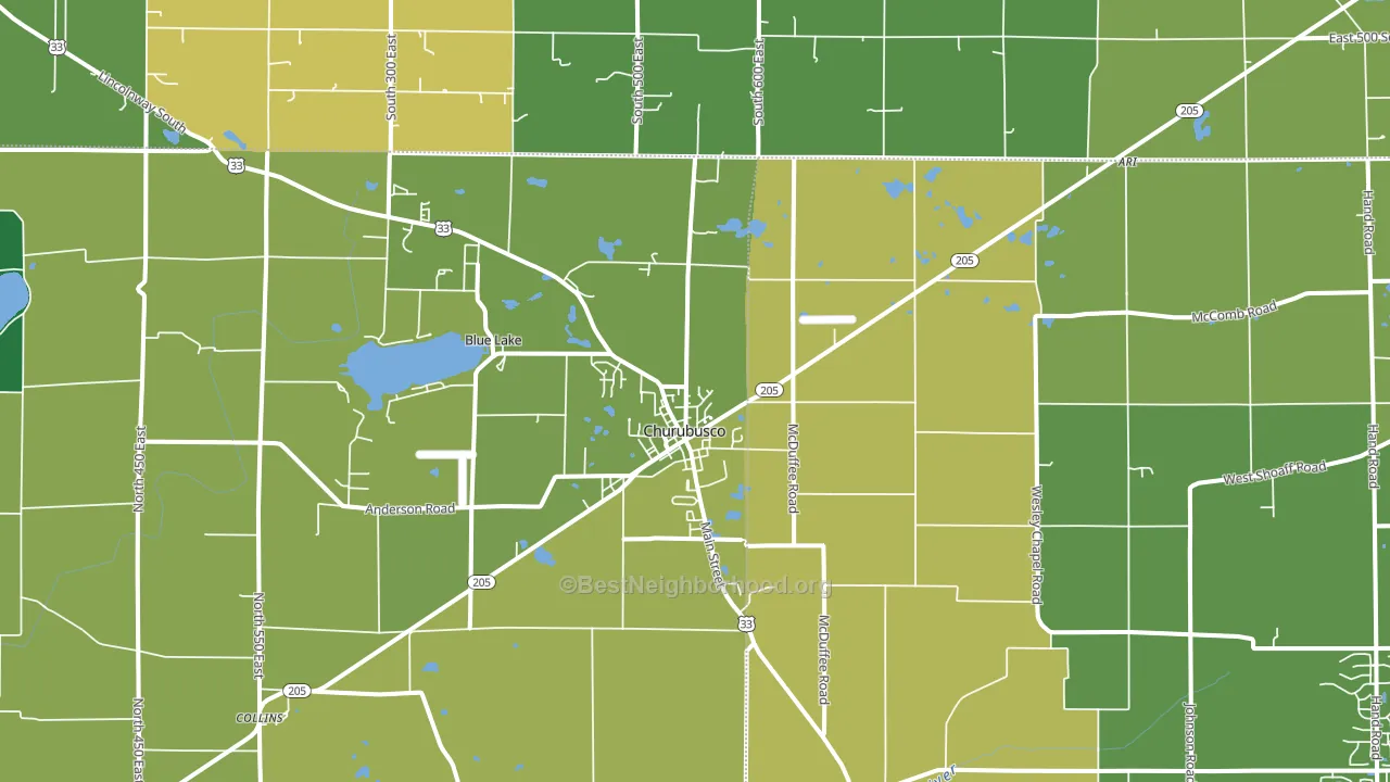 Churubusco, IN block-group voter-turnout map
