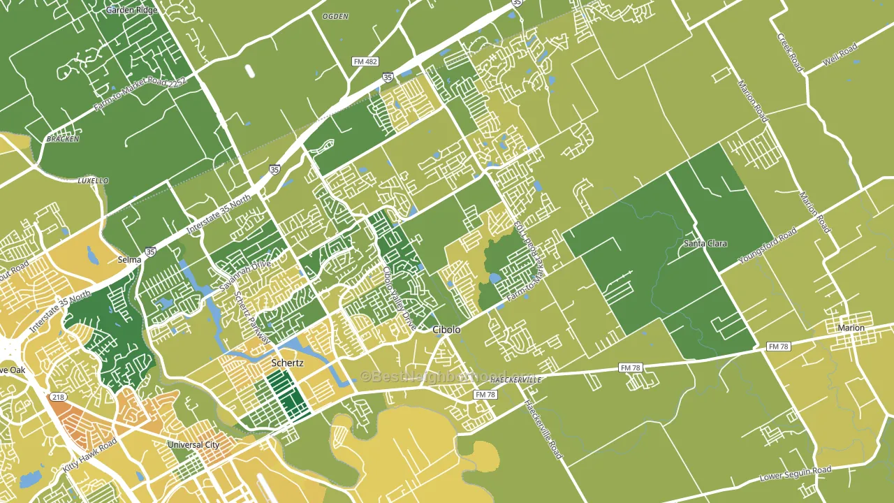 Cibolo, TX block-group voter-turnout map
