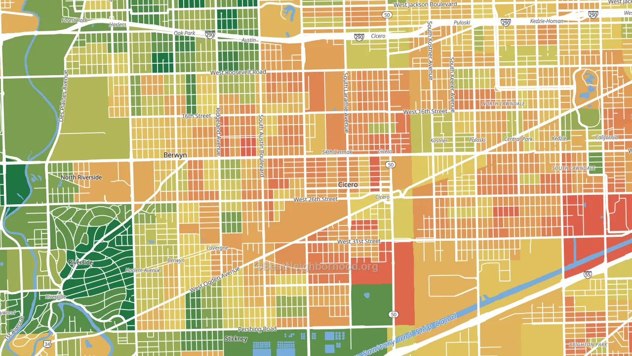 Cicero, IL block-group voter-turnout map