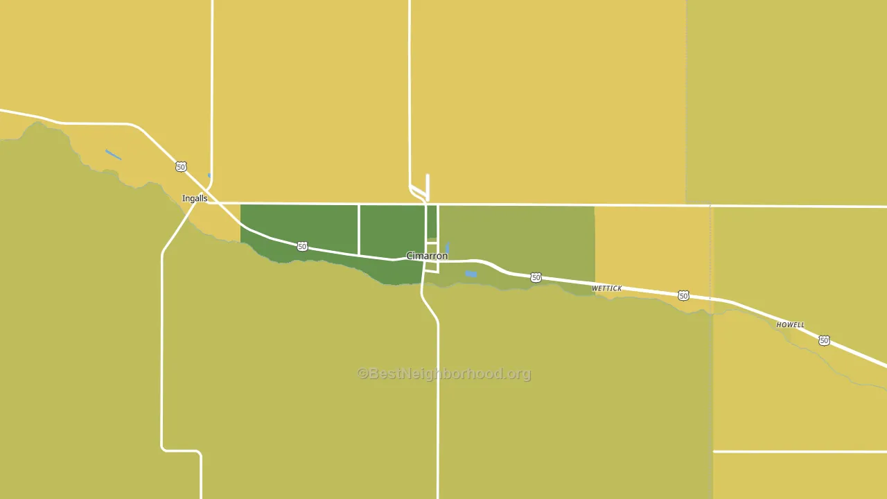 Cimarron, KS block-group voter-turnout map
