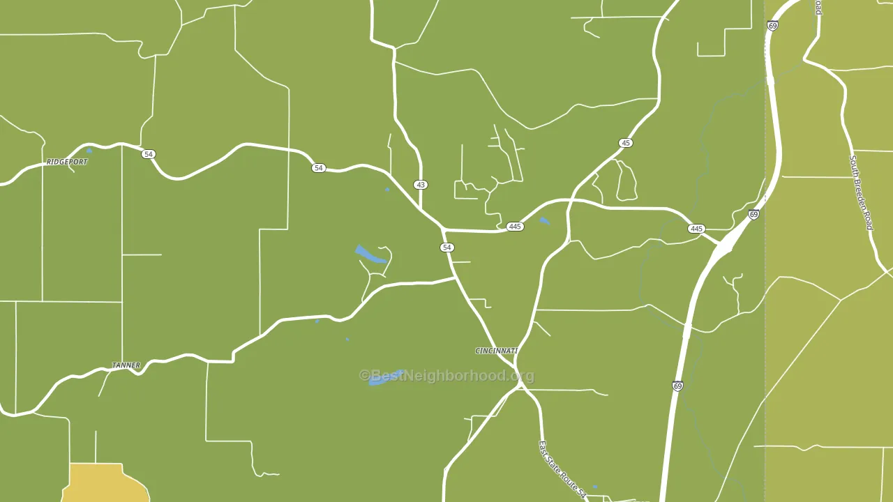 Cincinnati, IN block-group voter-turnout map