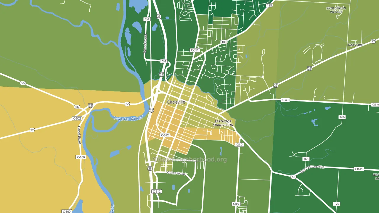 Circleville Historic District, Circleville, OH block-group voter-turnout map