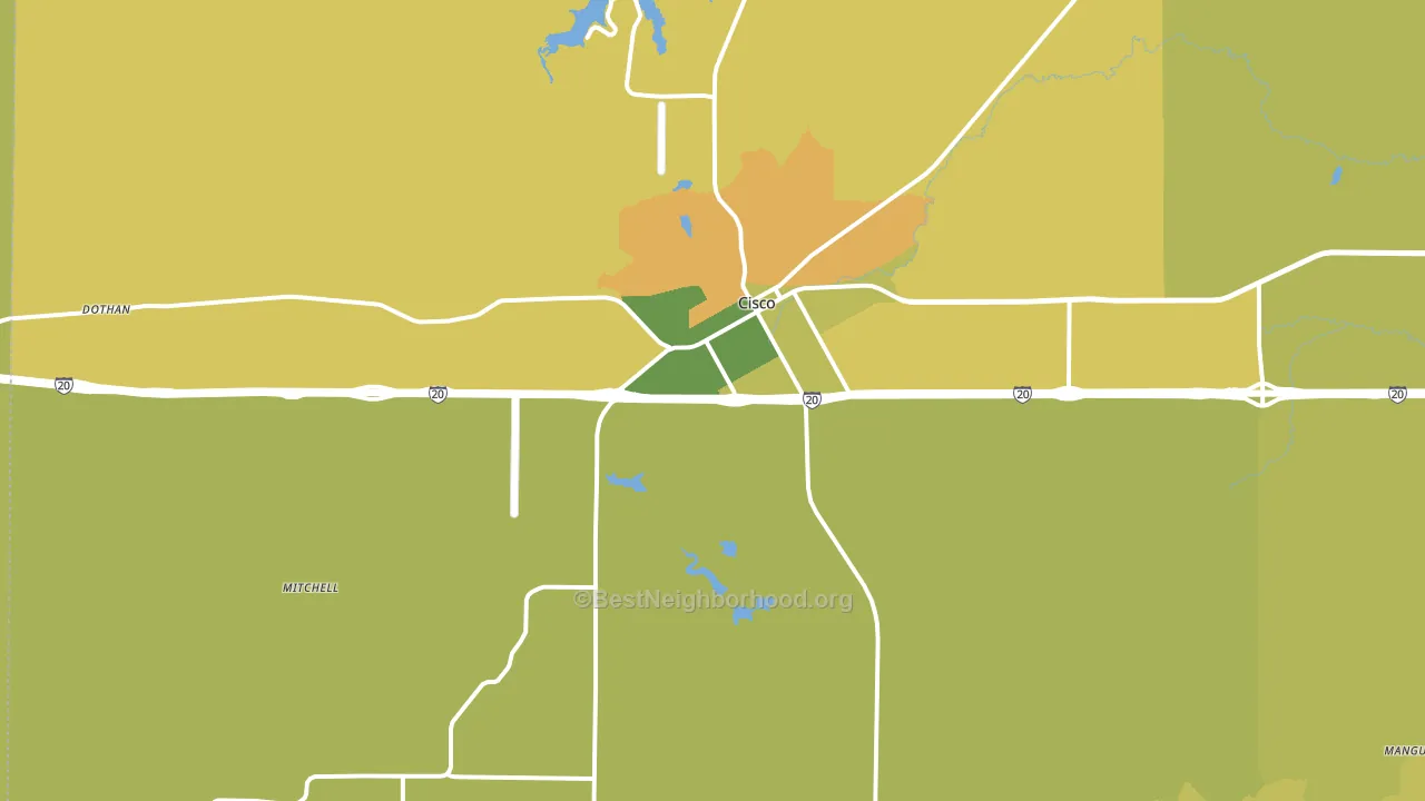 Cisco, TX block-group voter-turnout map