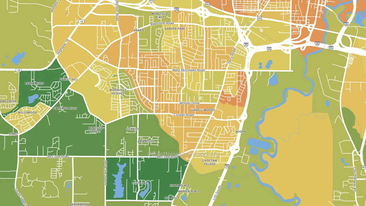 Citizens Southwest, Jackson, MS block-group voter-turnout map