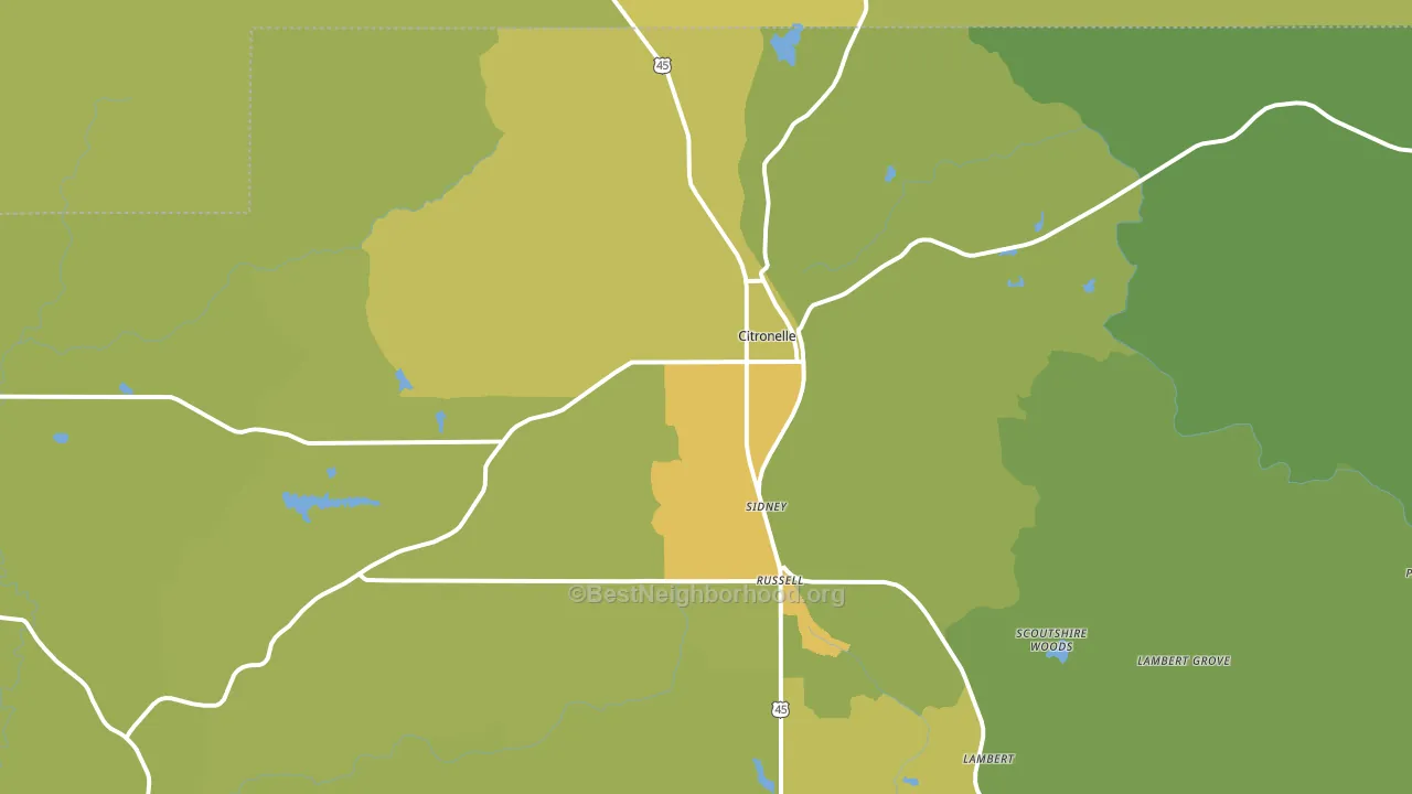 Citronelle, AL block-group voter-turnout map