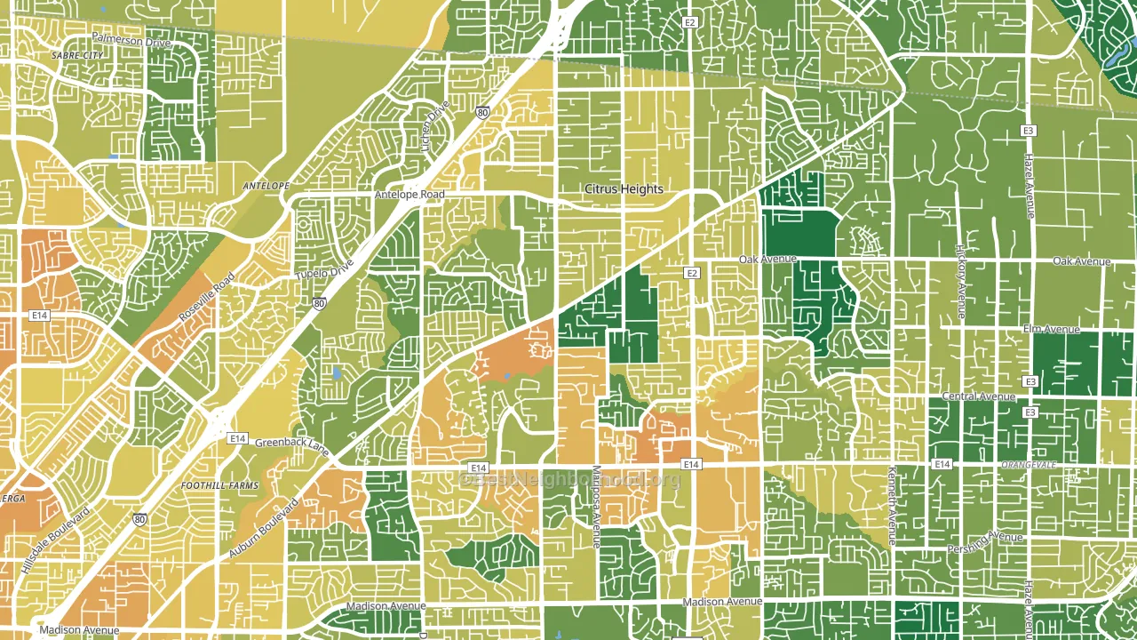 Citrus Heights, CA block-group voter-turnout map
