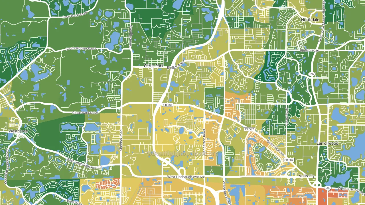 Citrus Park, FL block-group voter-turnout map