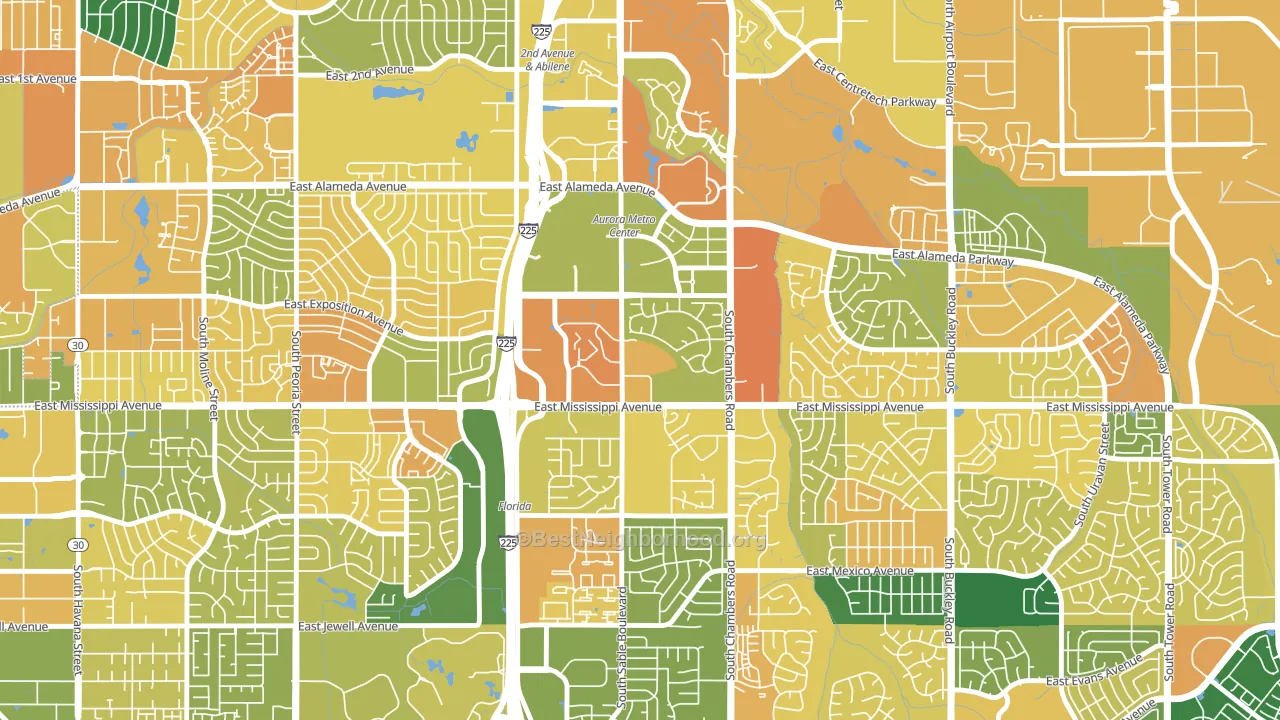 City Center, Aurora, CO block-group voter-turnout map