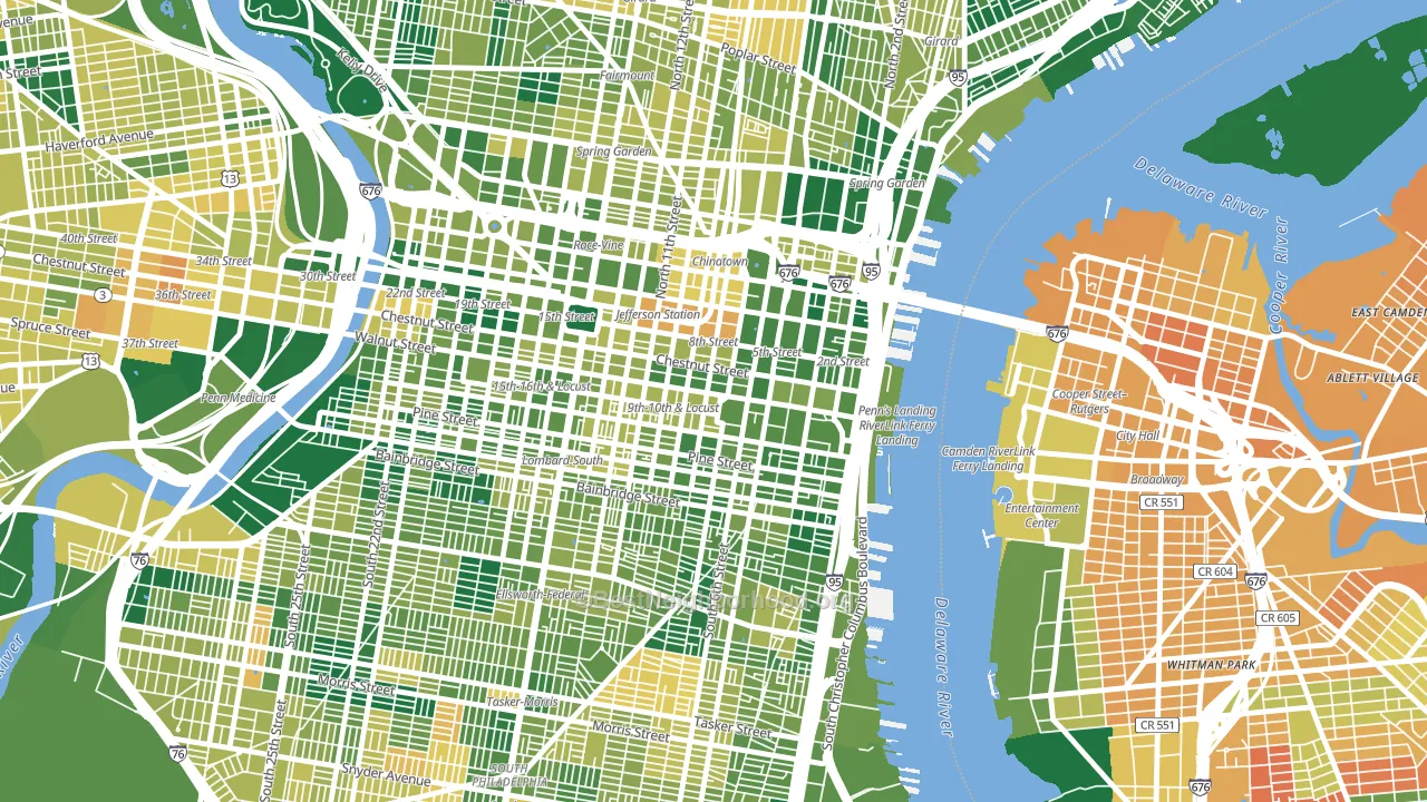 City Center East, Philadelphia, PA block-group voter-turnout map