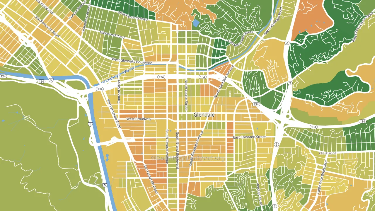 City Center, Glendale, CA block-group voter-turnout map