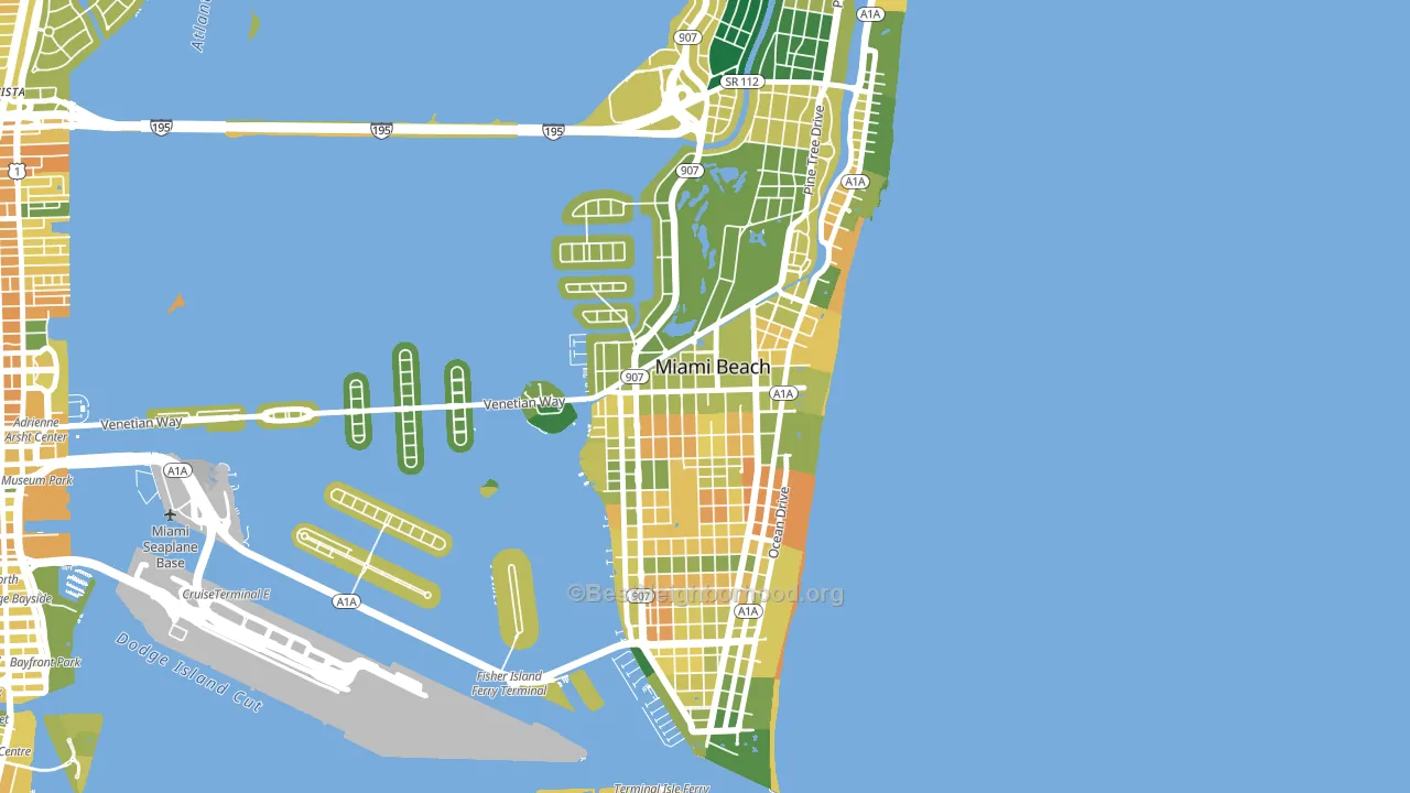 City Center, Miami Beach, FL block-group voter-turnout map