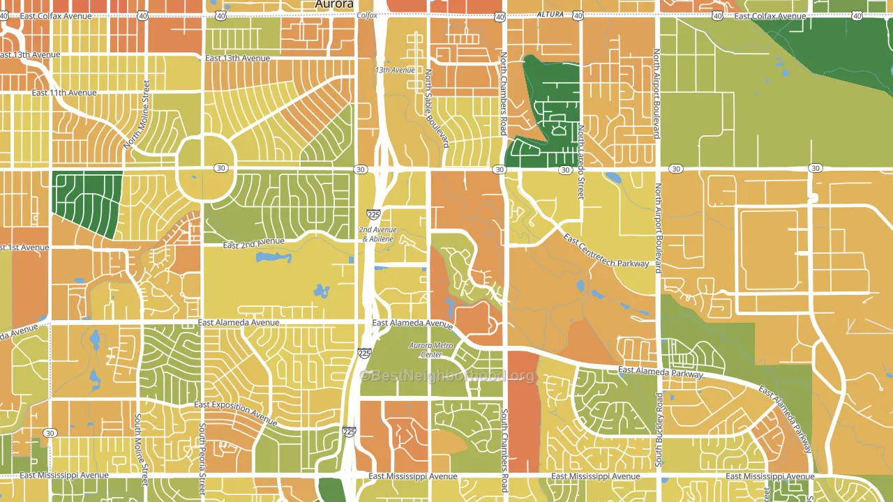 City Center North, Aurora, CO block-group voter-turnout map
