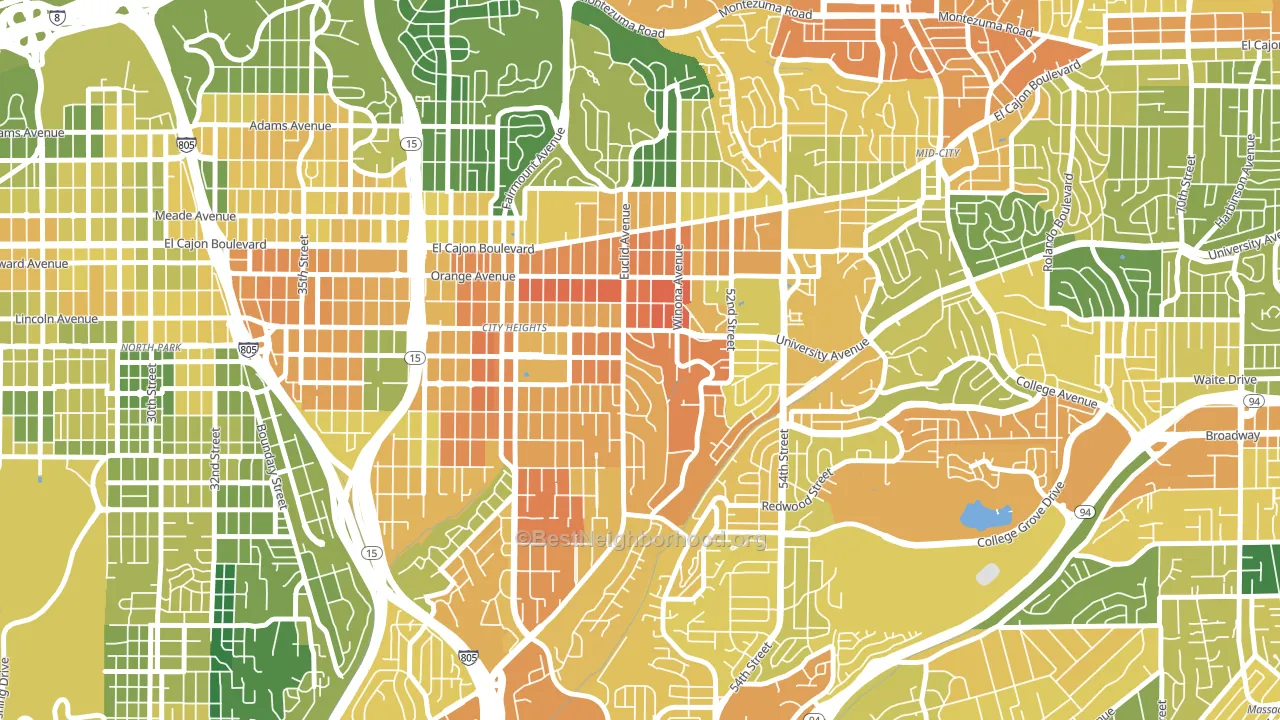 City Heights East, San Diego, CA block-group voter-turnout map