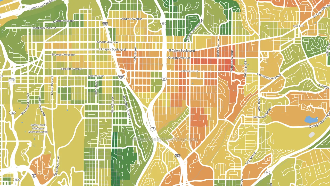 City Heights West, San Diego, CA block-group voter-turnout map
