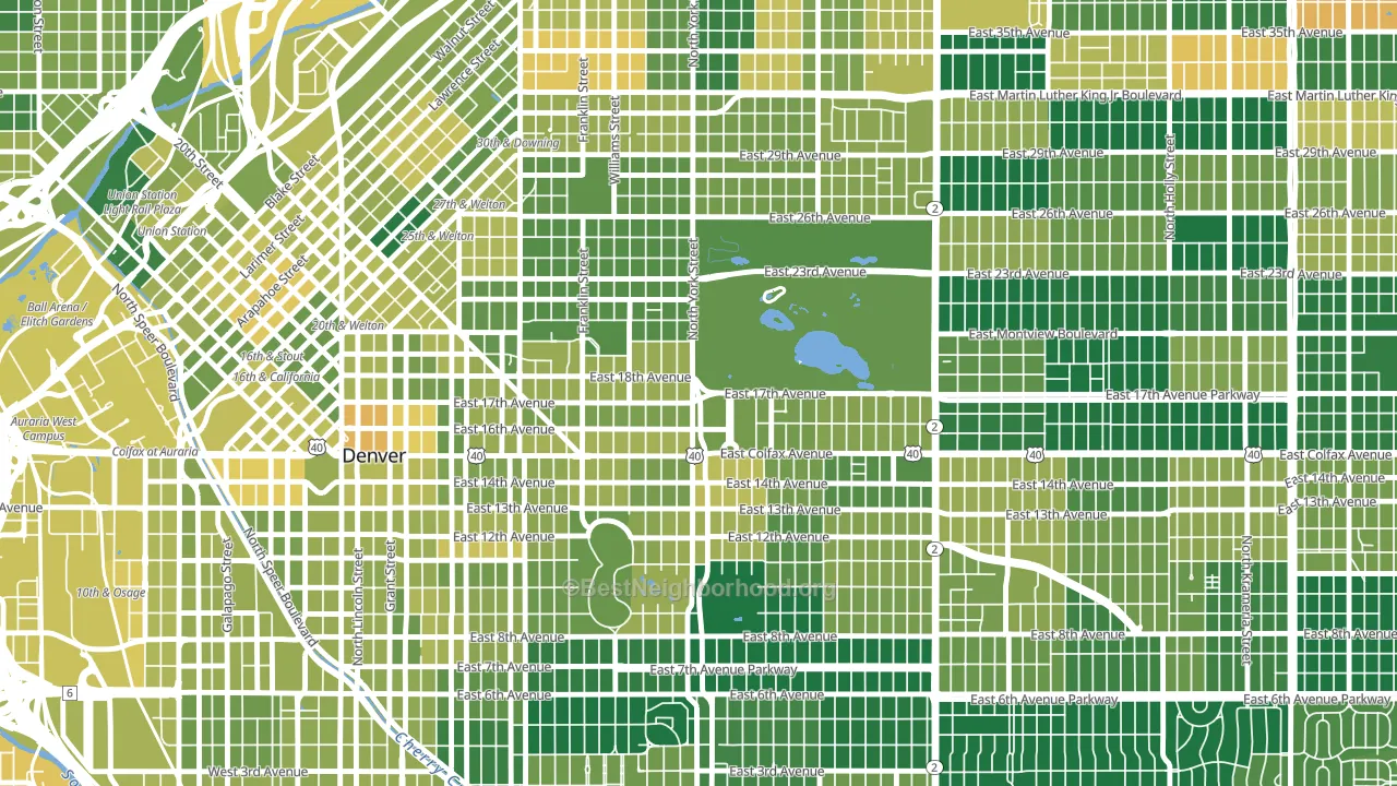 City Park, Denver, CO block-group voter-turnout map