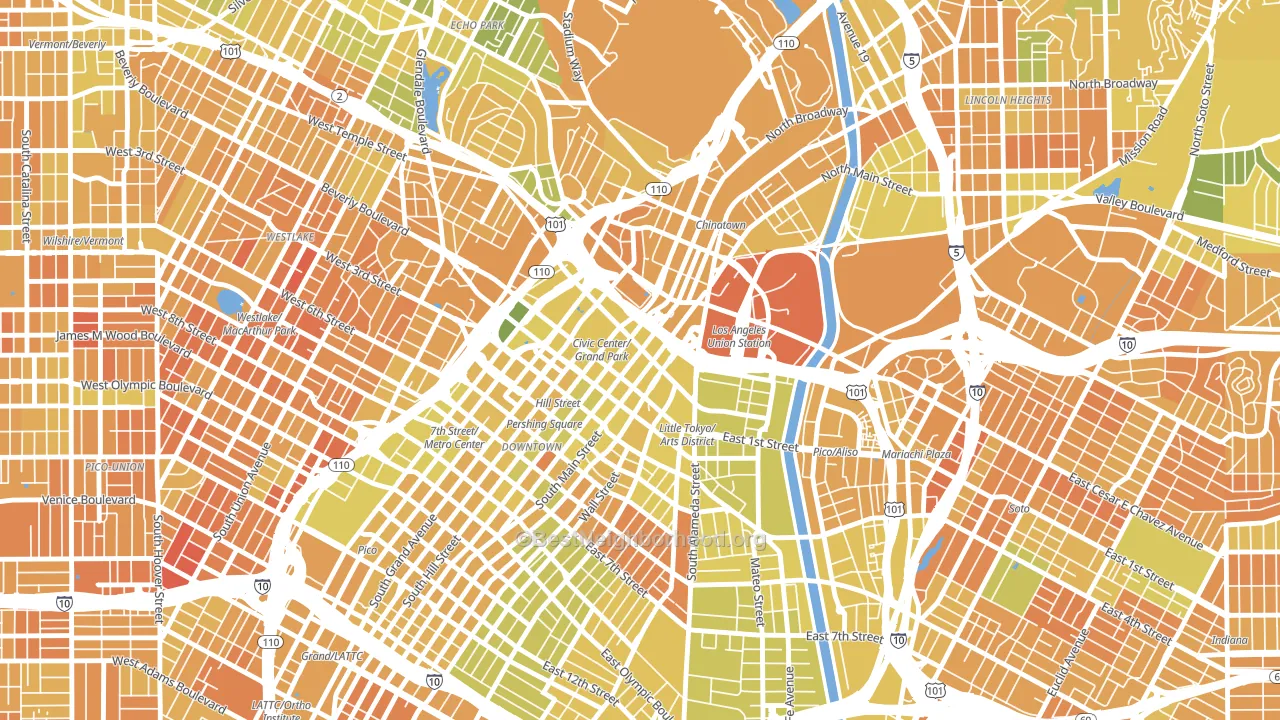 Civic Center Little Tokyo, Los Angeles, CA block-group voter-turnout map