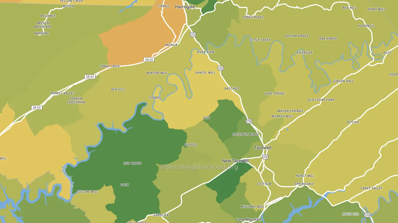 Claiborne County, TN block-group voter-turnout map