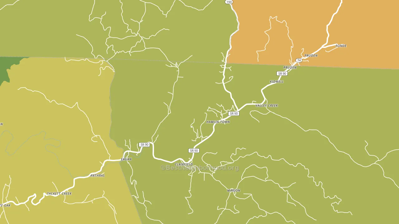 Clairfield, TN block-group voter-turnout map