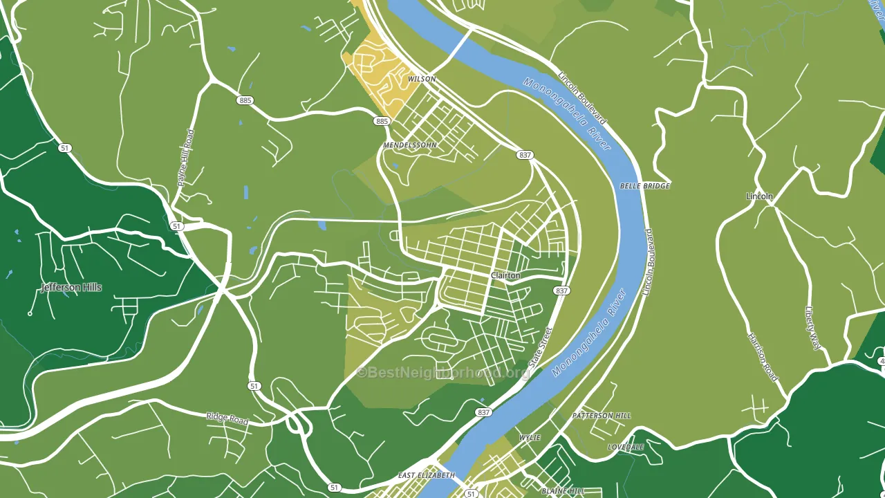 Clairton, PA block-group voter-turnout map