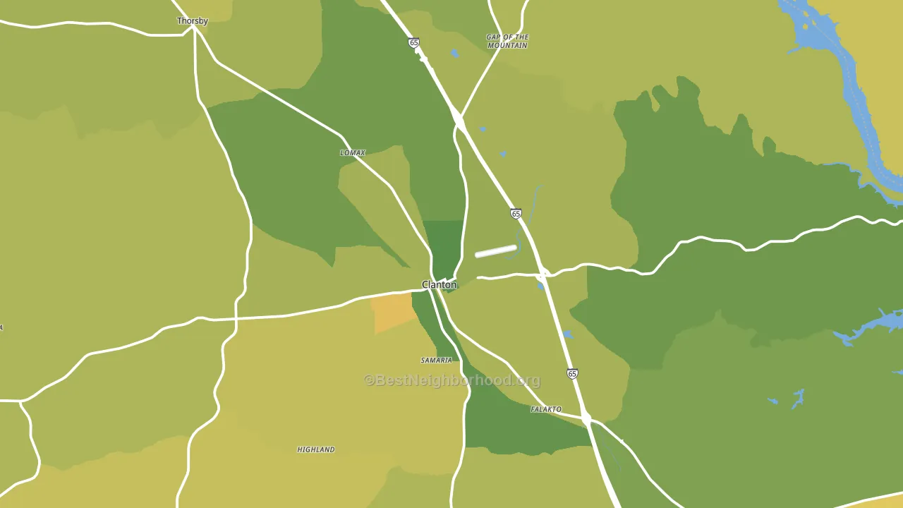 Clanton, AL block-group voter-turnout map