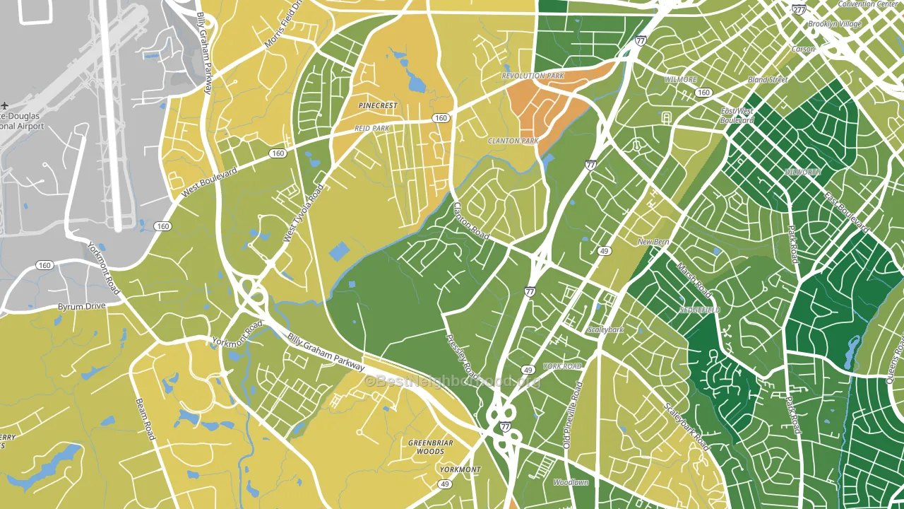 Clanton Park-Roseland, Charlotte, NC block-group voter-turnout map