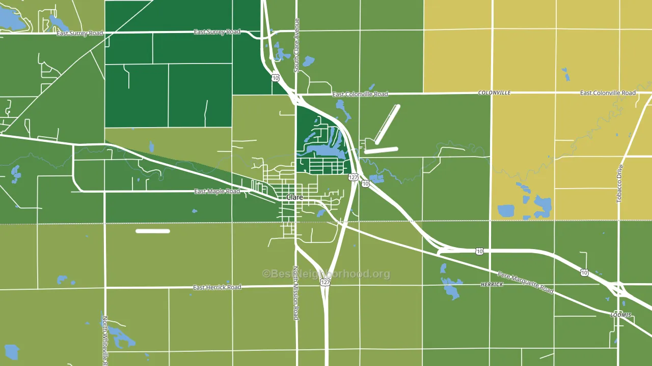Clare, MI block-group voter-turnout map