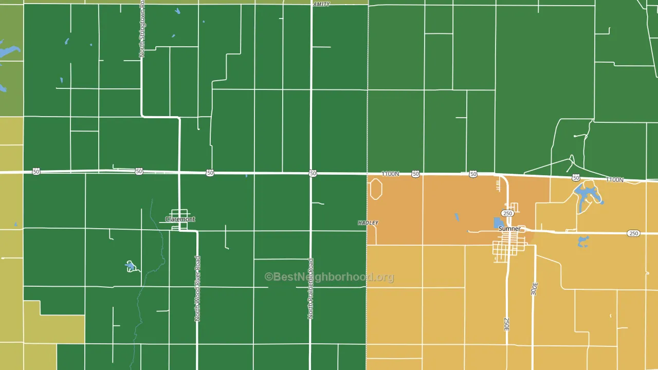Claremont, IL block-group voter-turnout map