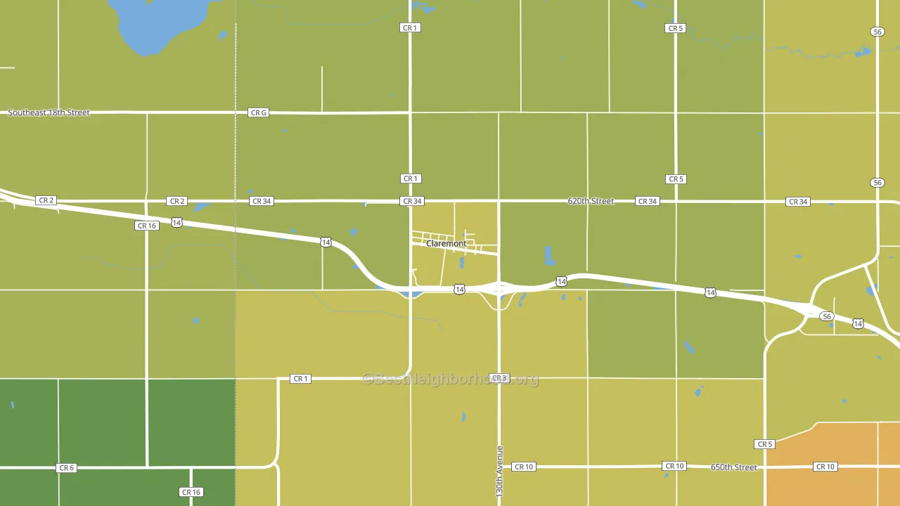 Claremont, MN block-group voter-turnout map