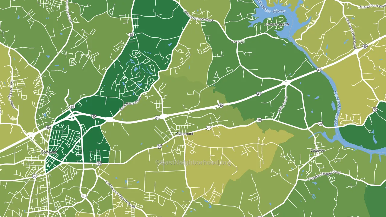 Claremont, NC block-group voter-turnout map