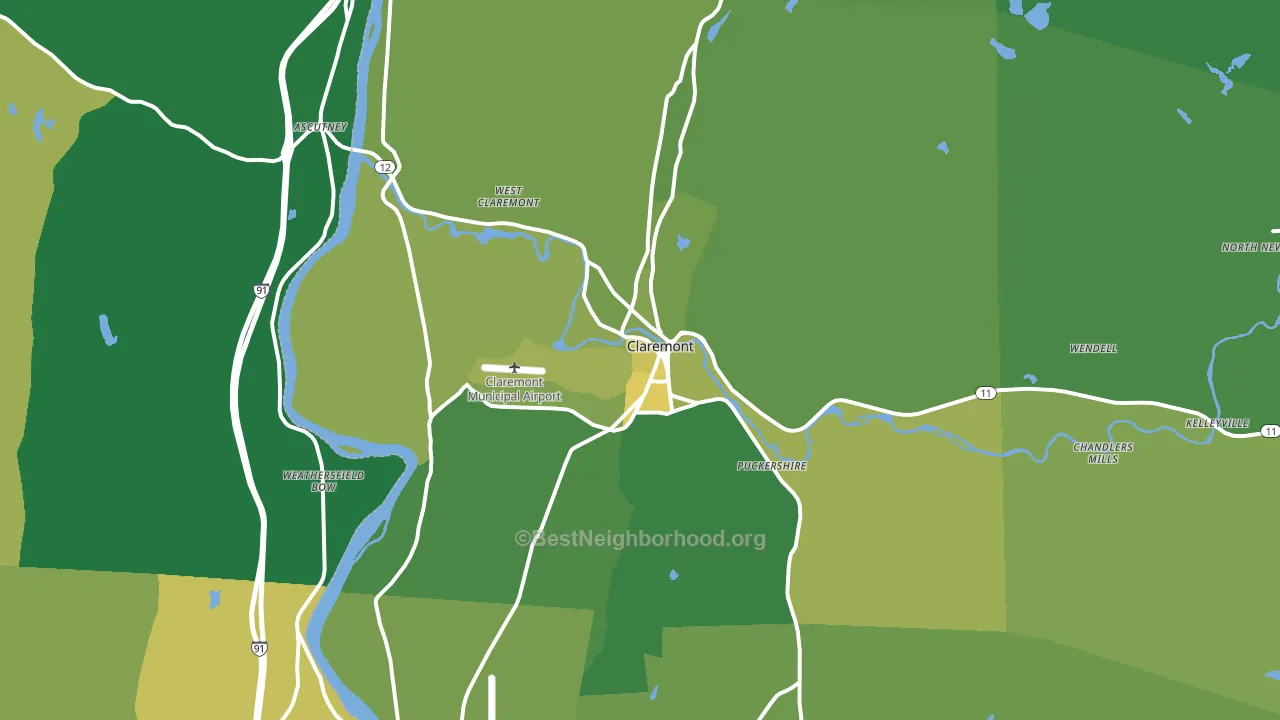 Claremont, NH block-group voter-turnout map