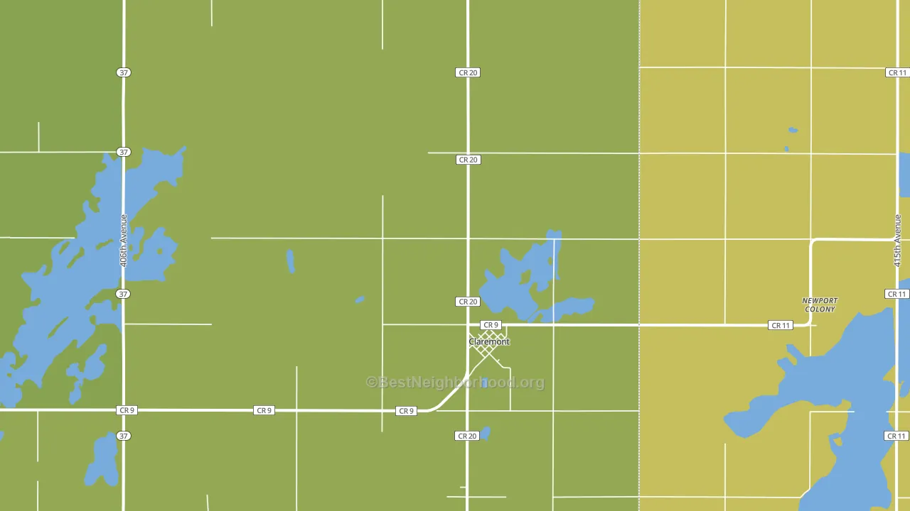 Claremont, SD block-group voter-turnout map