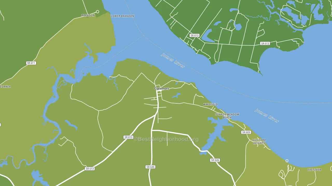 Claremont, VA block-group voter-turnout map