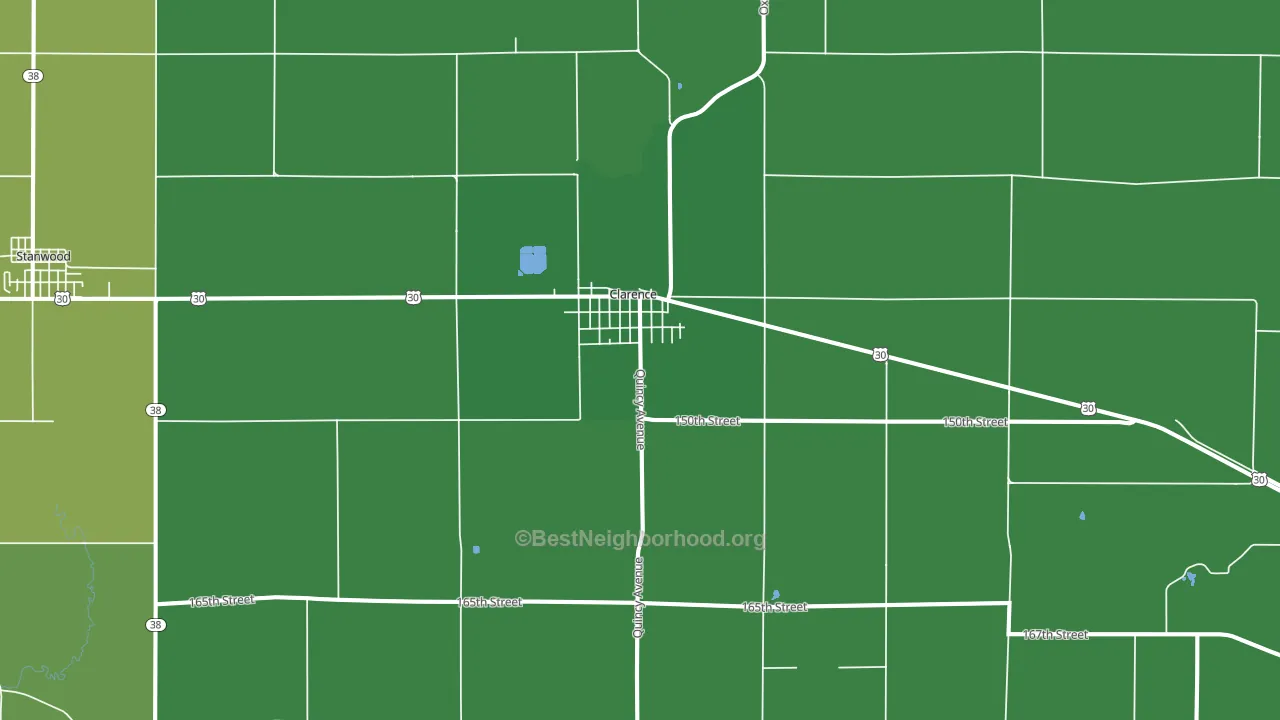Clarence, IA block-group voter-turnout map