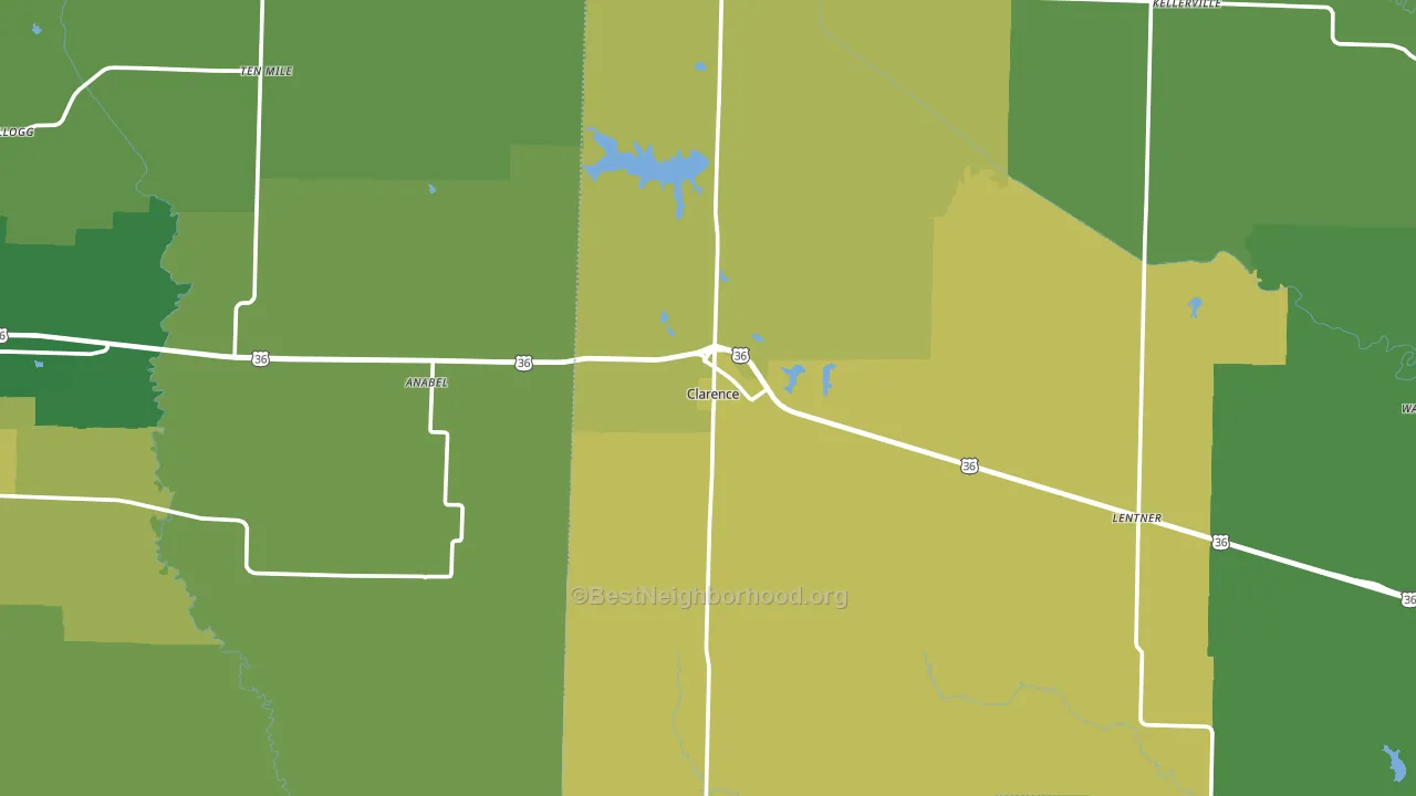 Clarence, MO block-group voter-turnout map