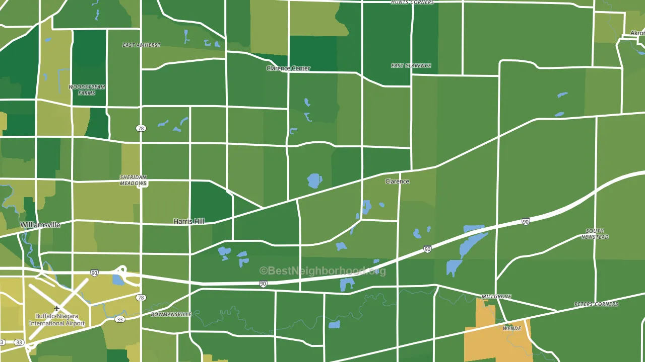 Clarence, NY block-group voter-turnout map