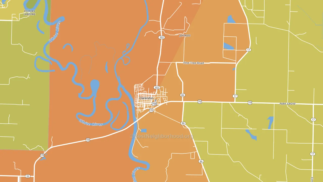 Clarendon, AR block-group voter-turnout map
